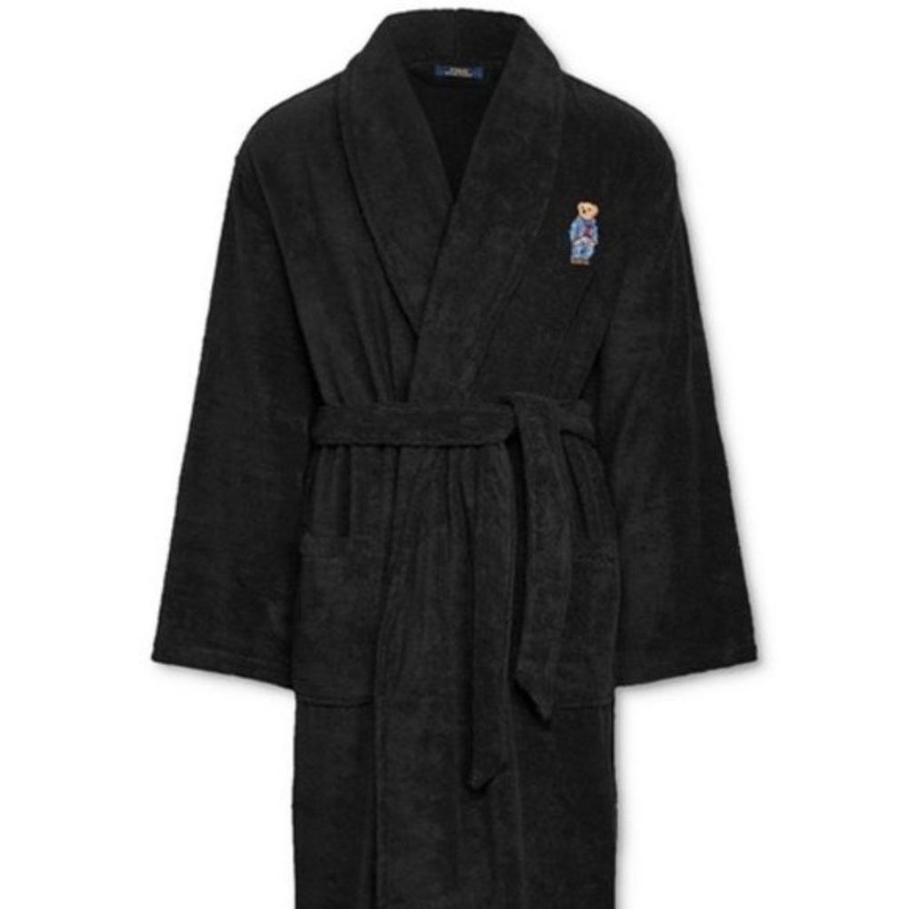 New w/ Tags! Polo Ralph Lauren Men's Plush Denim Bear Cotton Terry Robe